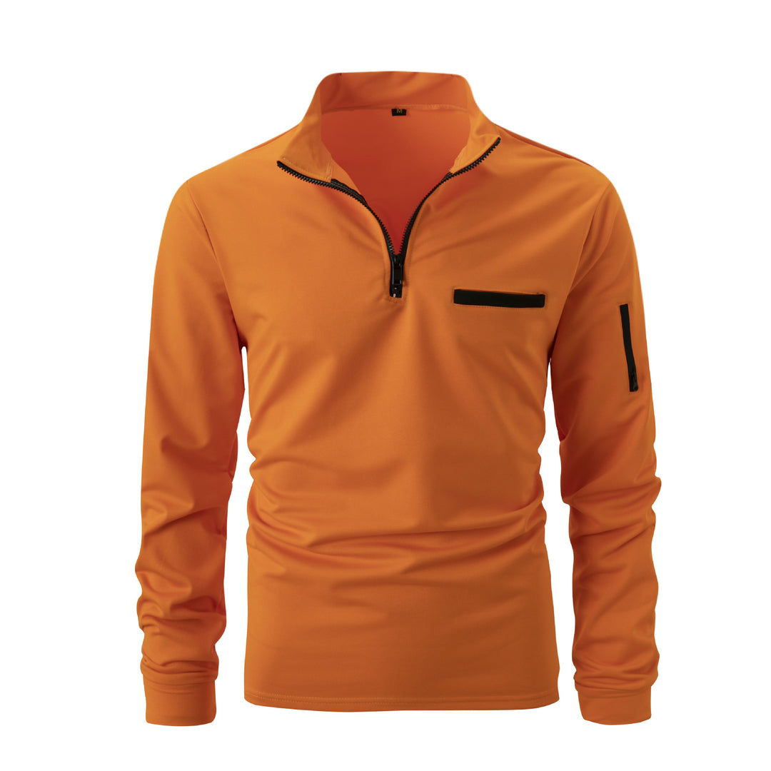 Herrer sweatshirt med moderne ståkrave og praktiske lynlåslommer Stilla