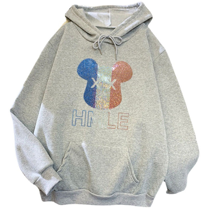 Kvinders hoodie med kunstnerisk bjørnemotiv Skovae