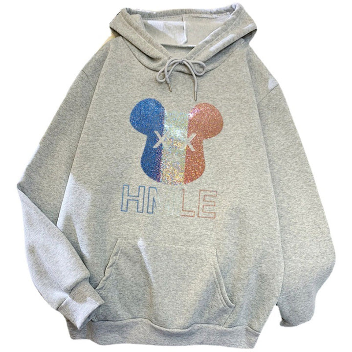 Kvinders hoodie med kunstnerisk bjørnemotiv Skovae