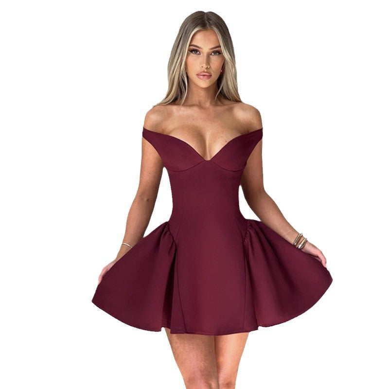 Femme Off-Shoulder A-linje Mini Kjole Stilla