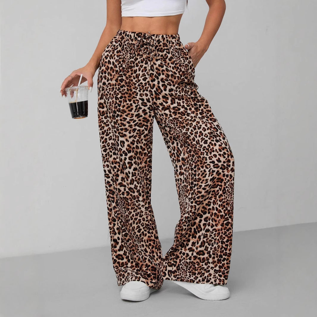 Dame Relaxed Fit Leopardmønster Palazzo Bukser Stilla