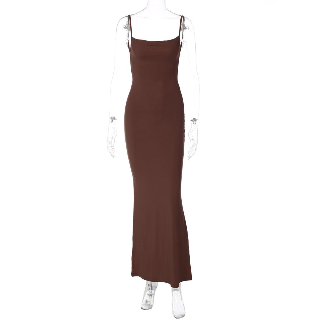 Dame Maxikjole med justerbare spaghetti-stropper og figursyet snit Stilla