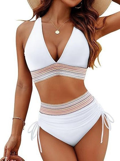 Dame bikinisæt med justerbar top og kropsnær high waist-trusse Stilla