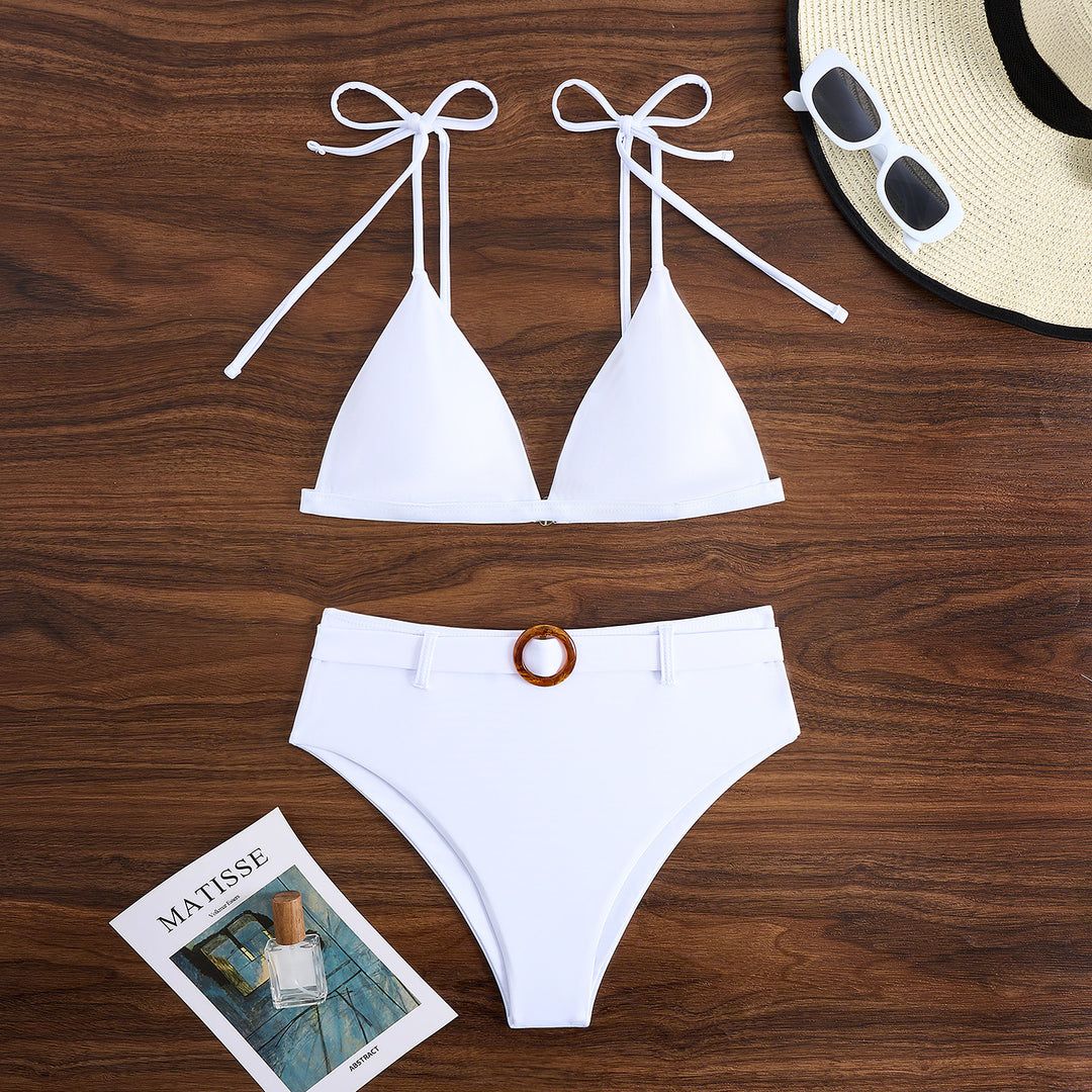 Dame justerbar triangle-bikini-sæt med moderne ringdetalje Stilla