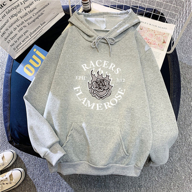 Kvinders hættebluse med kreativ Flame Rose design Skovae