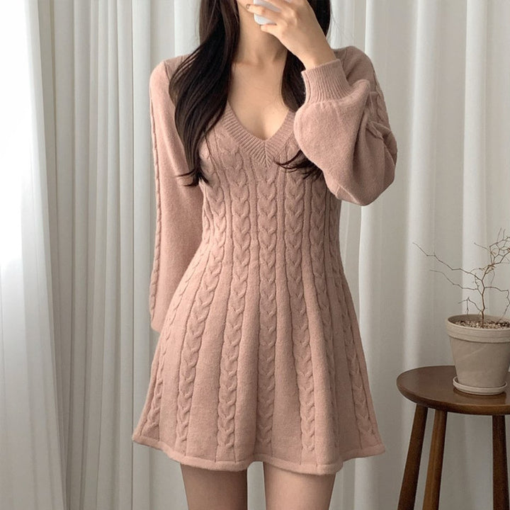 Femme Kabelstrik Pullover Kjole Stilla
