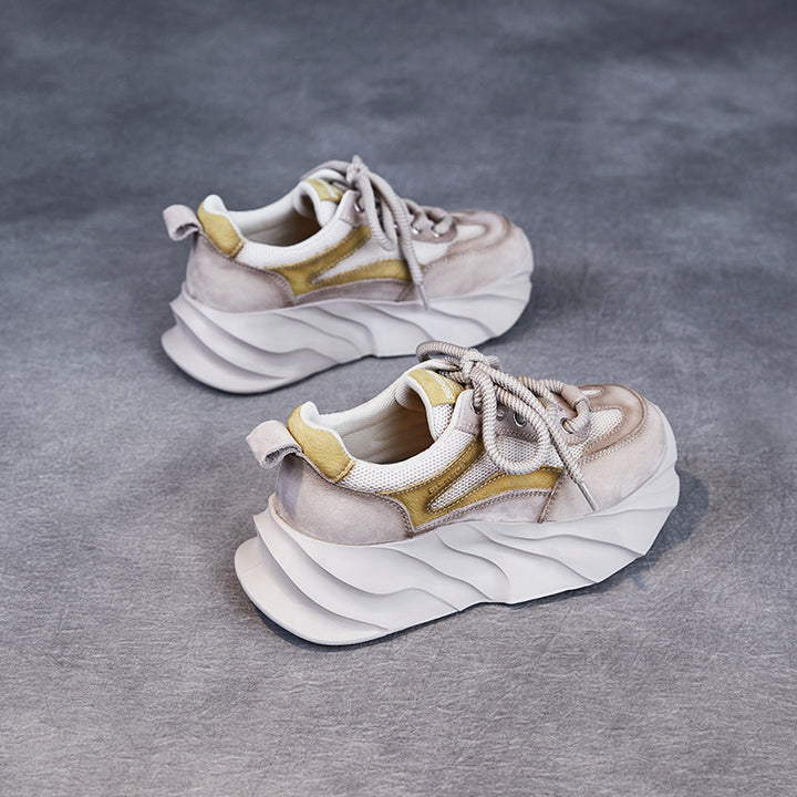 Dame Chunky Platform Mode Sneakers med åndbart Mesh Stilla
