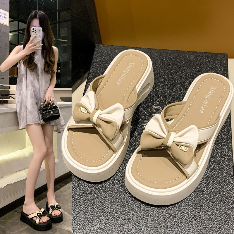 Femme Stilige Slide Sandaler med Sløjfe Accent Stilla