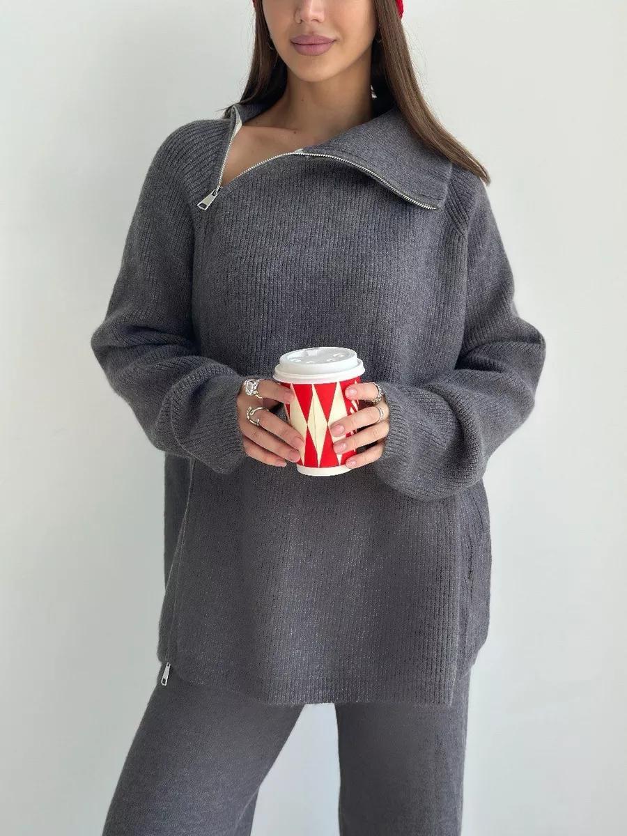 Femme Højkrave Lynlås Strikpullover Stilla