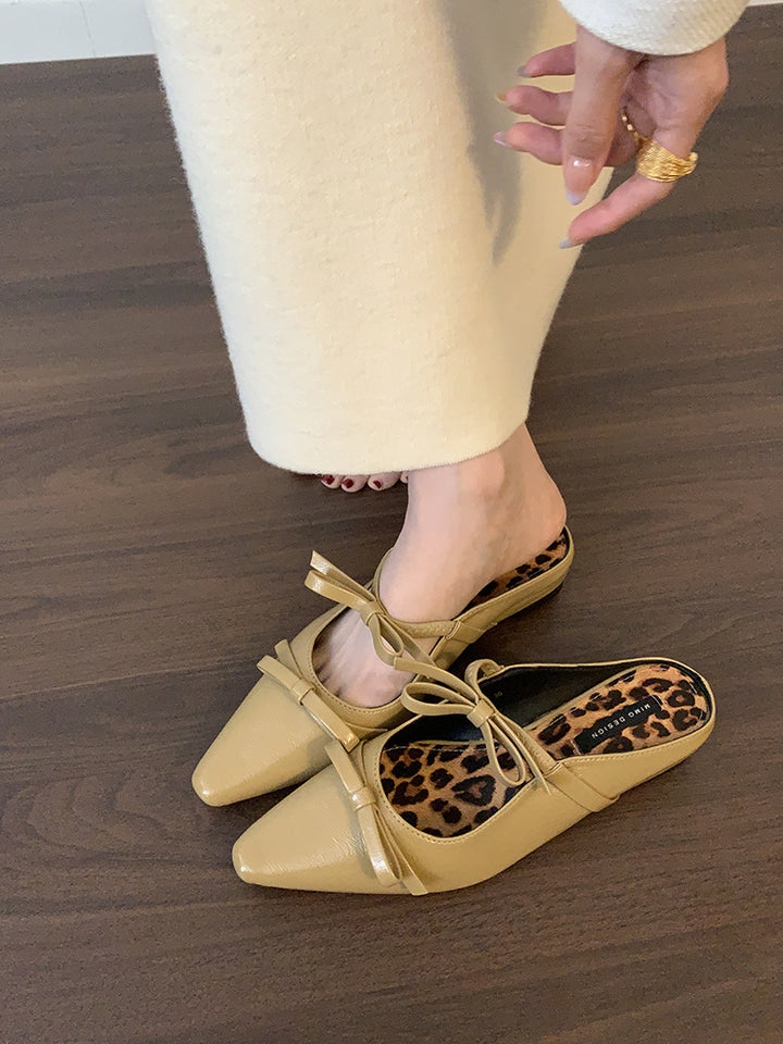 Dame spids-tå slip-on mules med dekorativt sløjfedetalje Stilla