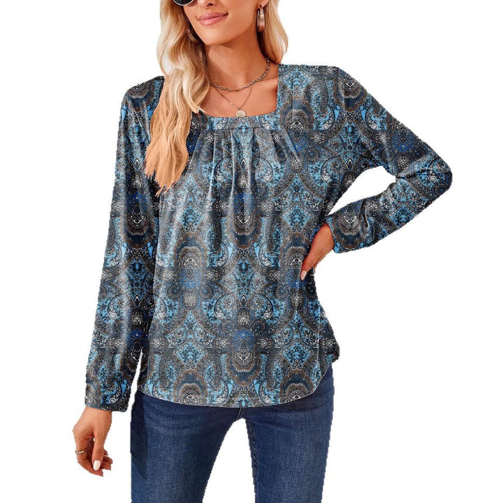 Damebluse med blomsterdesign og firkantet udskæring Stiila