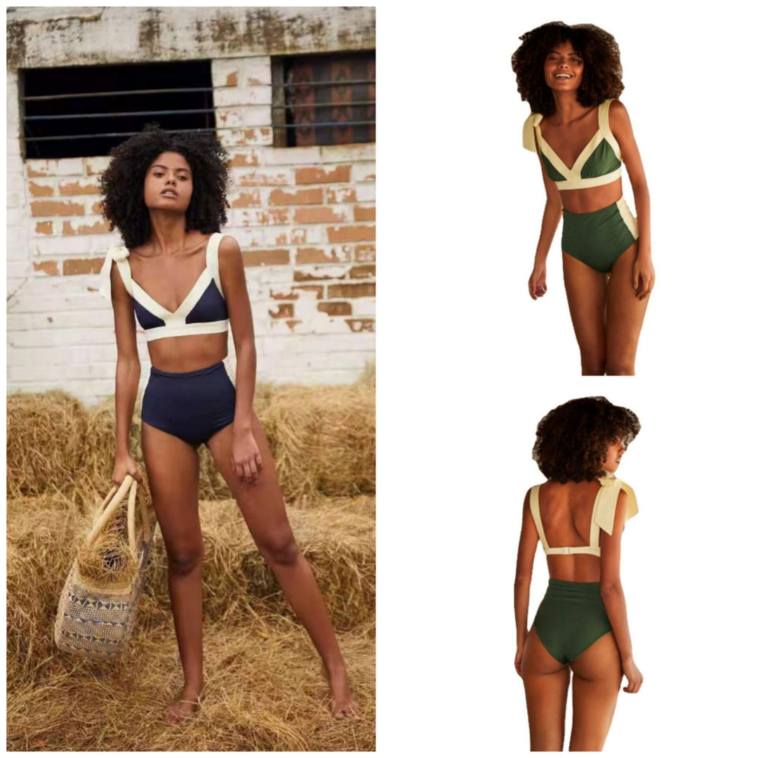 Damer højskåret bikini med elegant indpakningsdetalje Skovae