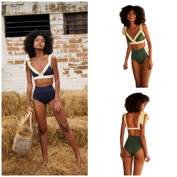 Damer højskåret bikini med elegant indpakningsdetalje Skovae