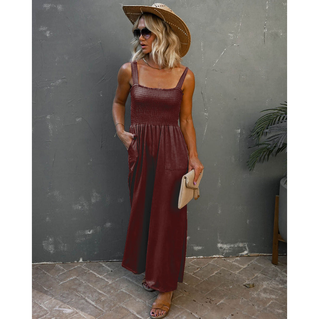 Dame Maxijumpsuit med elastisk overdel og praktiske lommer Stiila
