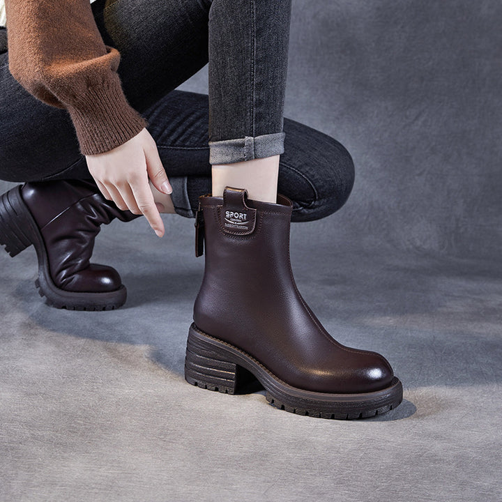 Dame Sleek Mid-Calf Blokhæl Støvler med vejrbestandigt design Stilla
