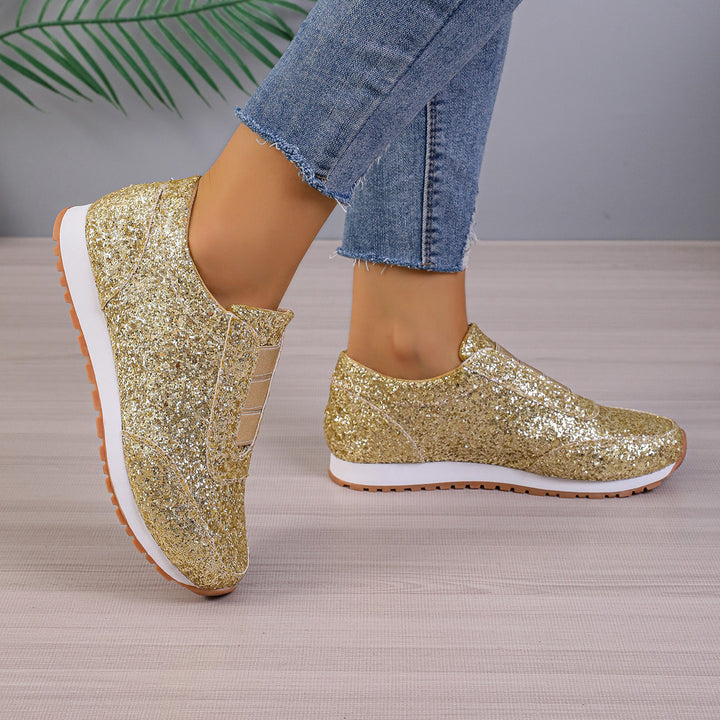 Dame Glitrende Slip-On Sneakers med åndbart overmateriale og behageligt fodbede Stilla