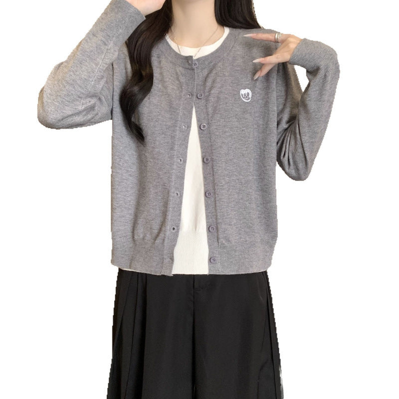 Femme Letvægts Knap-Op Cardigan Pullover Stilla