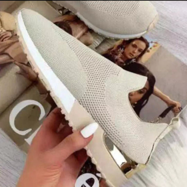 Dame Åndbare Slip-On Sneakers med fleksibel Strikoverdel Stilla