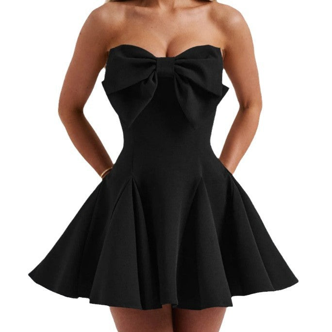 Dame Bustier Minikjole med oversized Sløjfedetalje Stilla