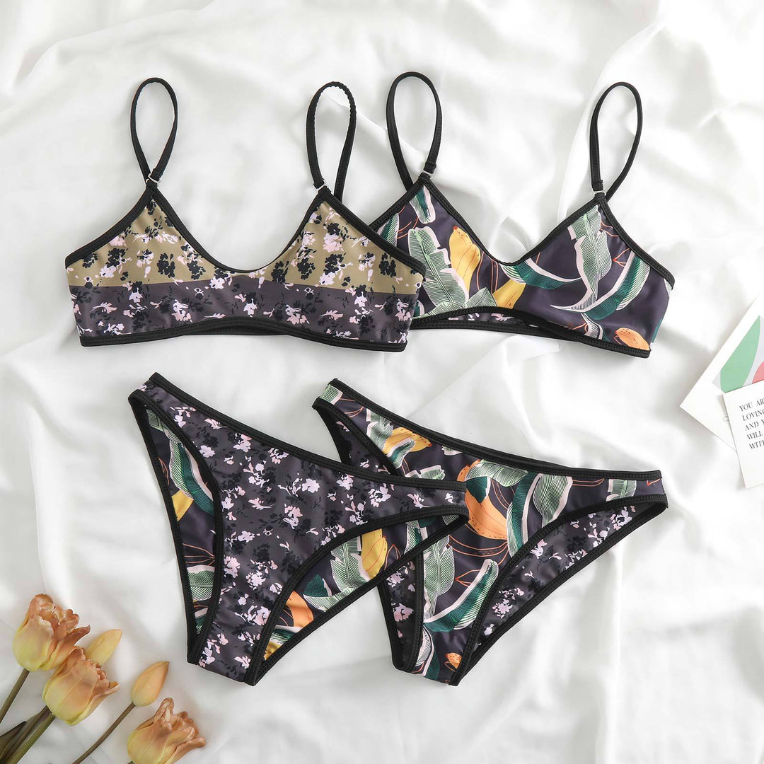 Dame bikiniset med blomstret design og justerbare stropper Stilla