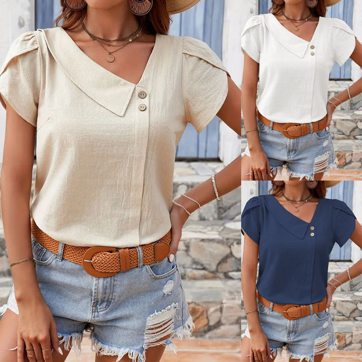 Dame vintage-inspirerede knap-ned-bluse Stilla