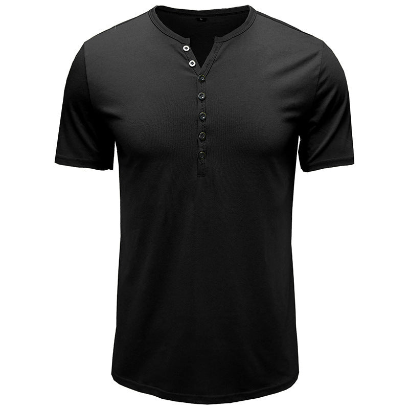 Herrer kortærmet skjorte med moderigtig Henley-udskæring og komfortabel pasform Stilla