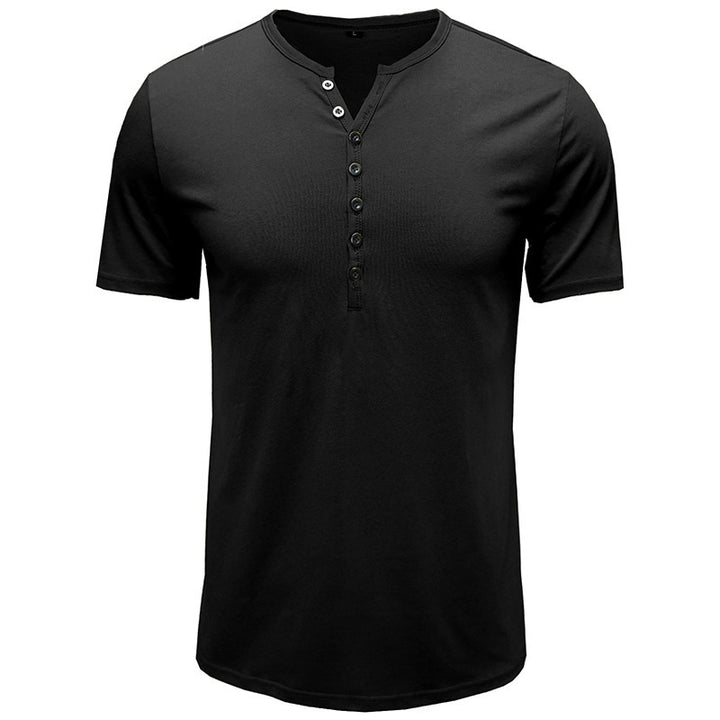 Herrer kortærmet skjorte med moderigtig Henley-udskæring og komfortabel pasform Stilla