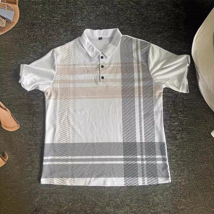 Herrer polo shirt med moderne ternet mønster Stilla