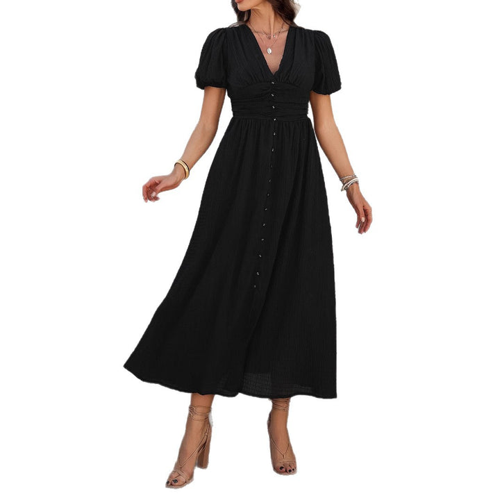 Dame Elegant Knap-Op Maxi Kjole Stilla