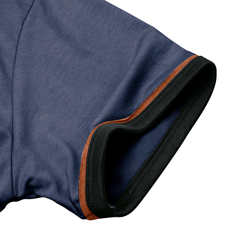 Herrer Korte ærmer-Henley-skjorte med elegante kontrastdetaljer og komfortabel knaplukning Stilla
