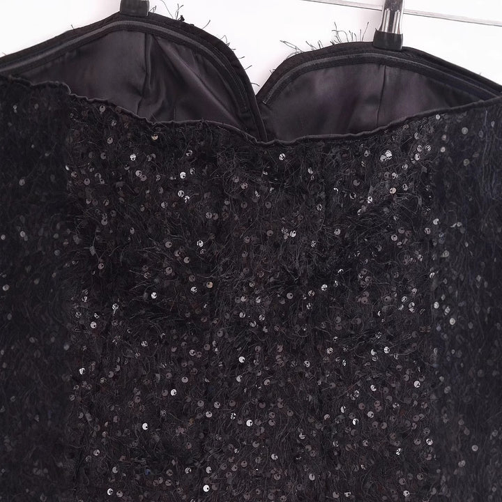 Femme Pailletter Bustier Top Stilla