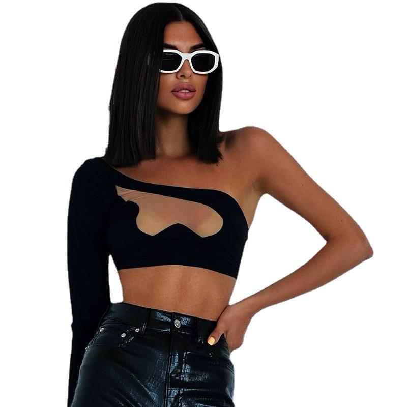 Dame asymmetrisk Cut-Out Skjorte Skovae