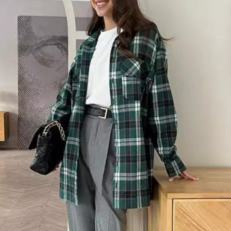 Femme Oversized flannel skjorte Stilla