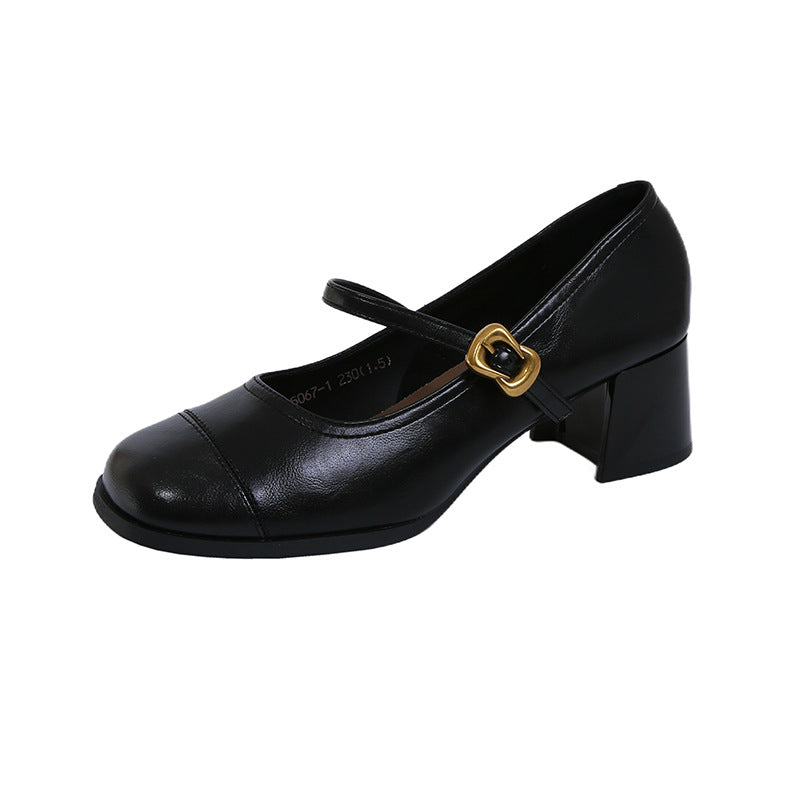 Dame elegante blokhæls Mary Jane pumps med dekorativ ankelrem Stilla