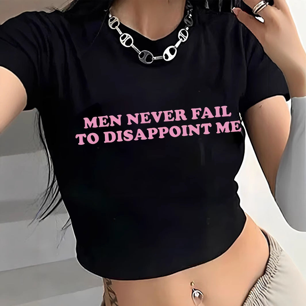 Dame Crop-Shirt med iøjnefaldende typografi-design Skovae