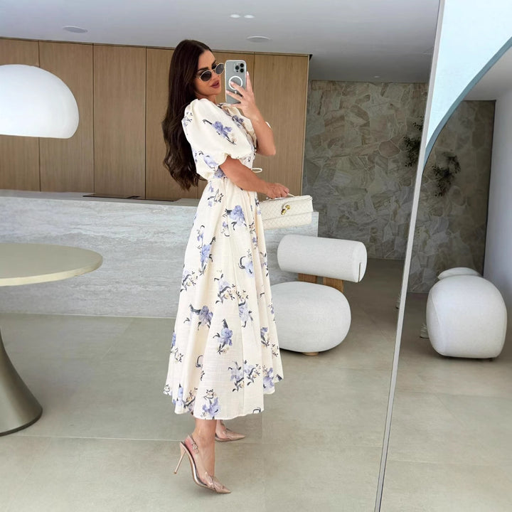 Dame Vintage Floral A-Linje Maxi Kjole Stilla
