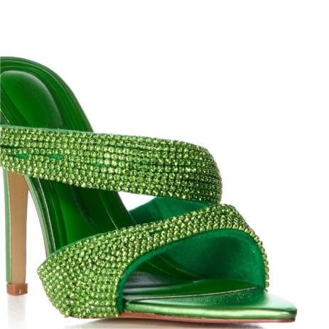 Femme med strass dekorerede high heeled mules Stilla