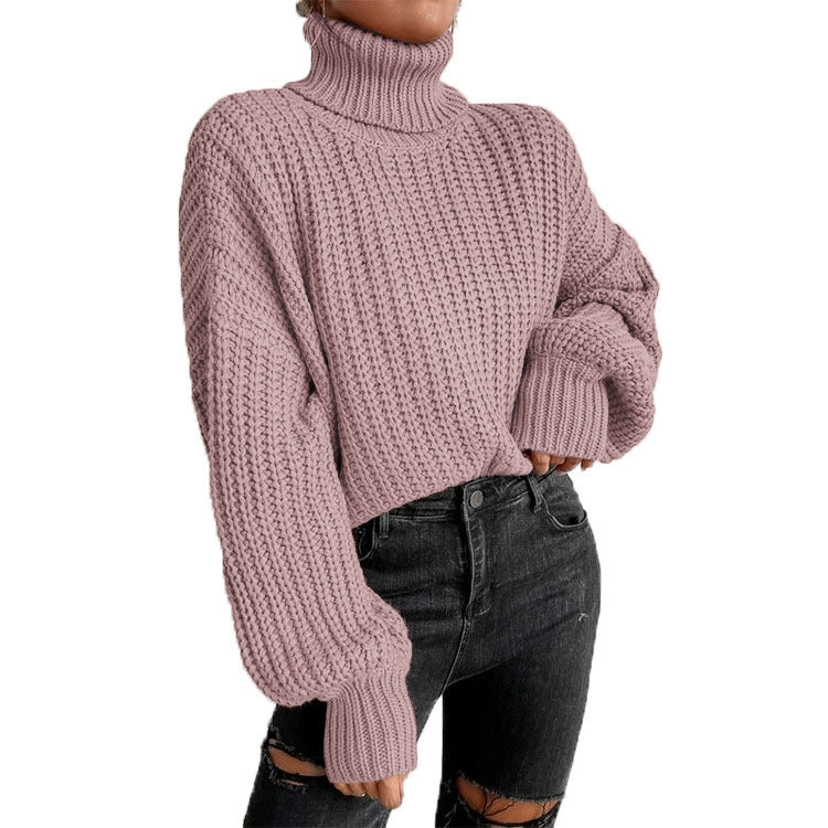 Dame hyggelig rullekravesweater lavet af blødt strik Stilla