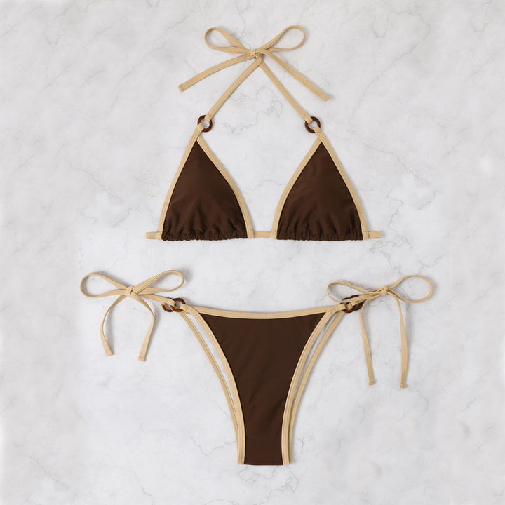 Dame Triangle-Bikini-Sæt med justerbare bindebånd og elegante accenter Stilla