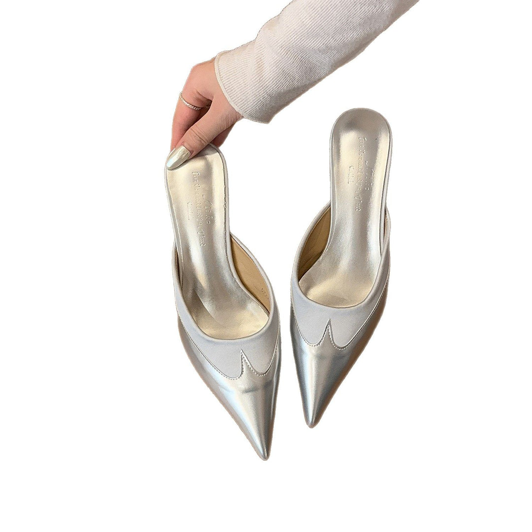 Dame Spidsnæse Slip-On Mules med elegant Satin-finish Stilla