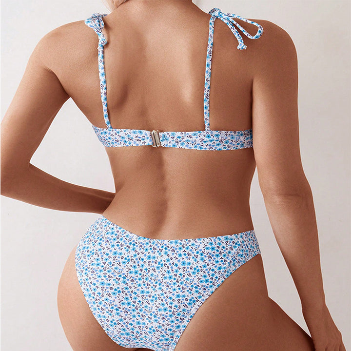 Dame Højskåret Bikini med blomsterdesign Skovae