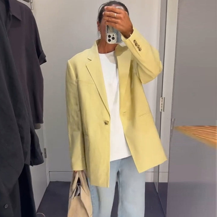 Dame afslappet linned blazer med struktureret snit og elegante detaljer Stilla