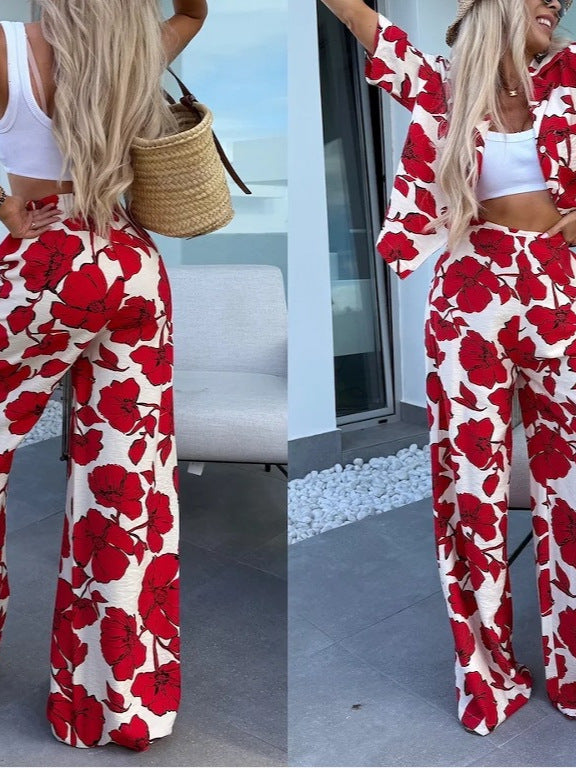 Damer afslappet to-delt sæt med blomsterdesign Stilla