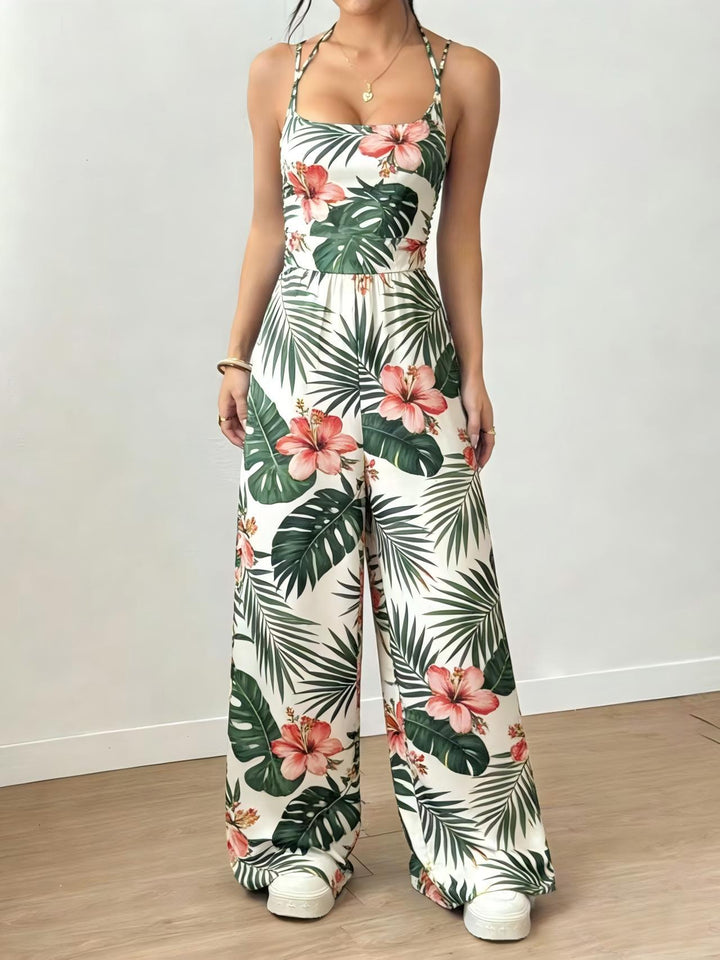Dame Elegant Jumpsuit med brede ben og spaghetti-stropper Skovae