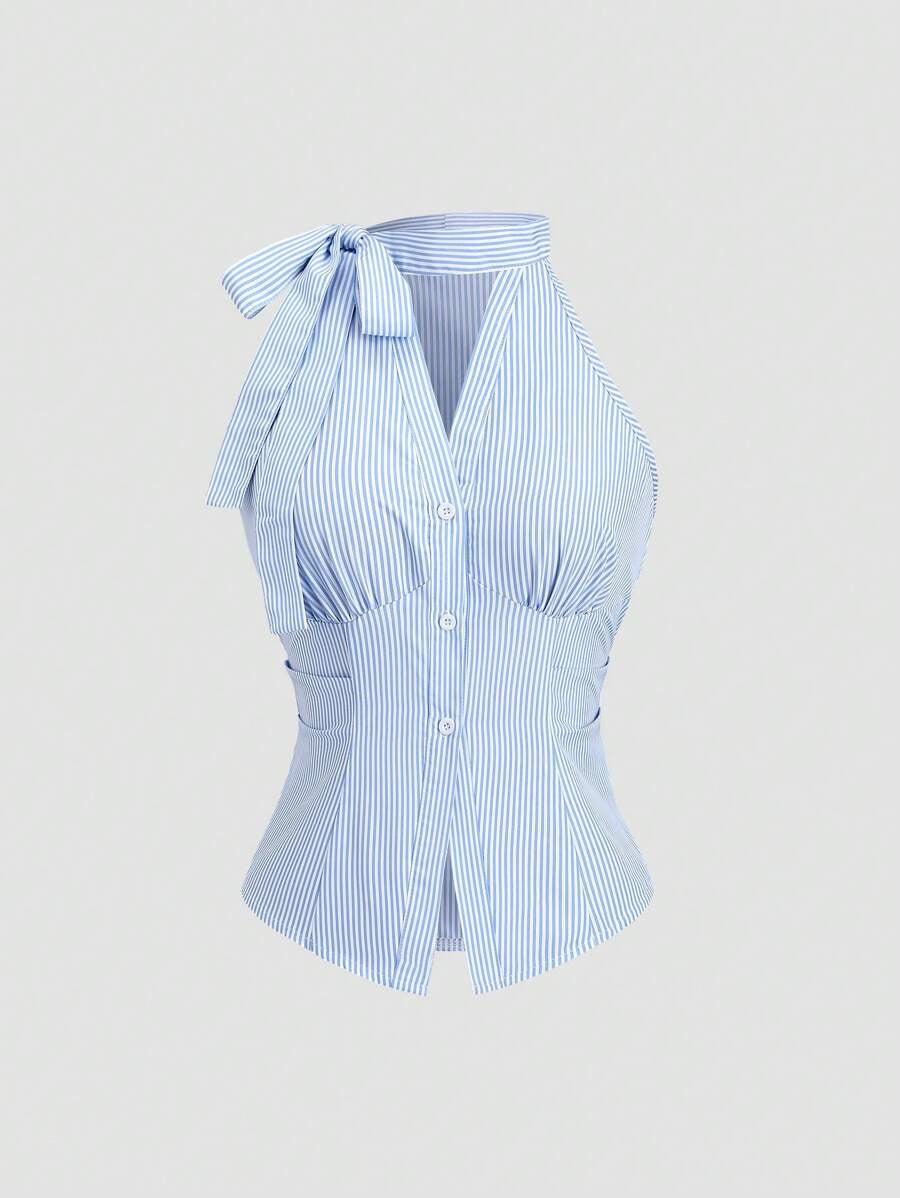 Dame sommerlig bluse med ribstruktur Skovae
