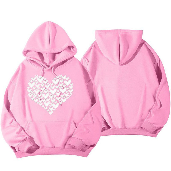 Kvinders hætte Sweatshirt med stort hjerte design Skovae