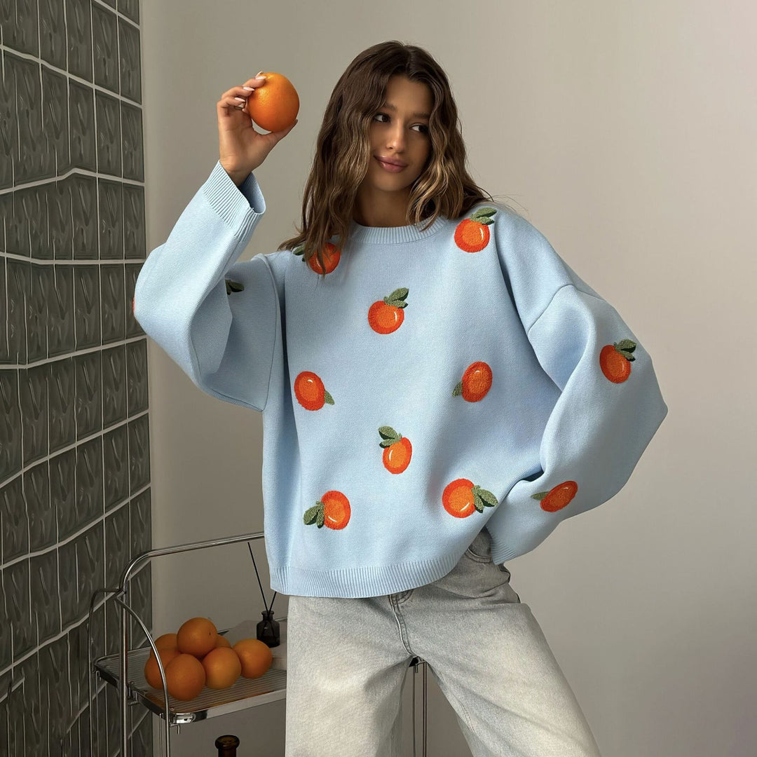 Kvinders Oversized Sweatshirt med Farverige Broderidetaljer Stilla