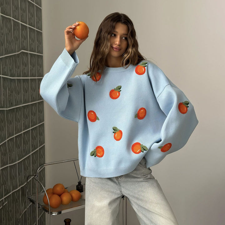 Kvinders Oversized Sweatshirt med Farverige Broderidetaljer Stilla
