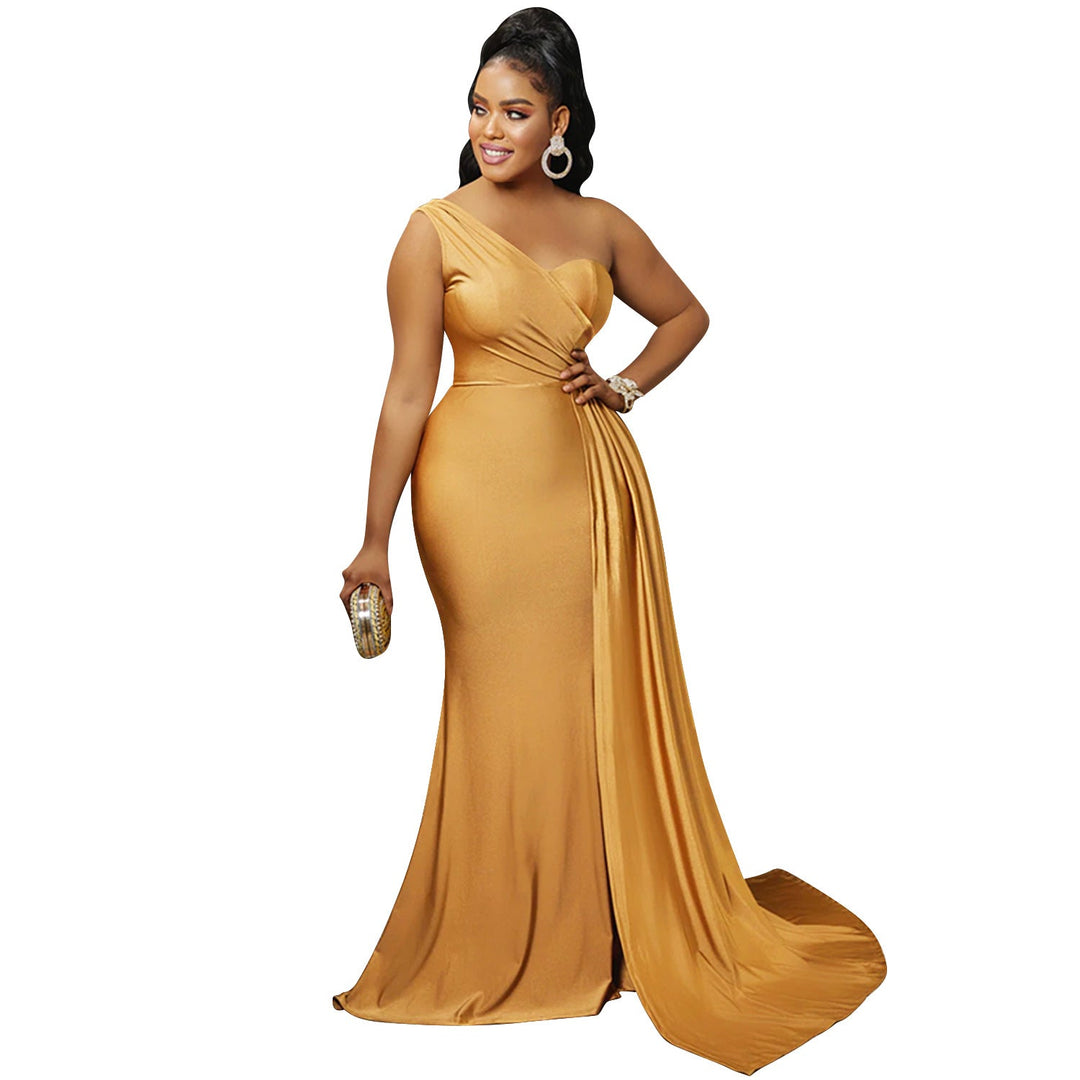 Stilla | Farve Party Tight One Shoulder Sleeve Dress Maxi Dress Kvinder