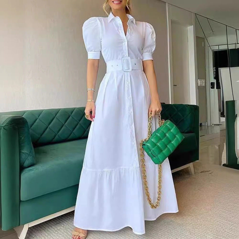 Dame Elegant Puffærmede Maxikjole Stilla